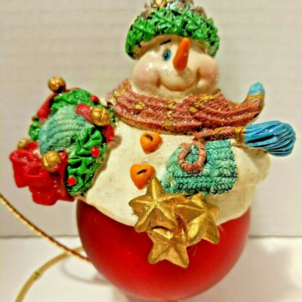 Jolly Rustic Snowman Ornament Large 5 Inch